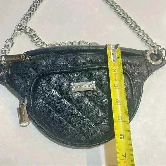 STEVE MADDEN BLACK SILVER CHAIN FANNY  PACK - Picture 9 of 11